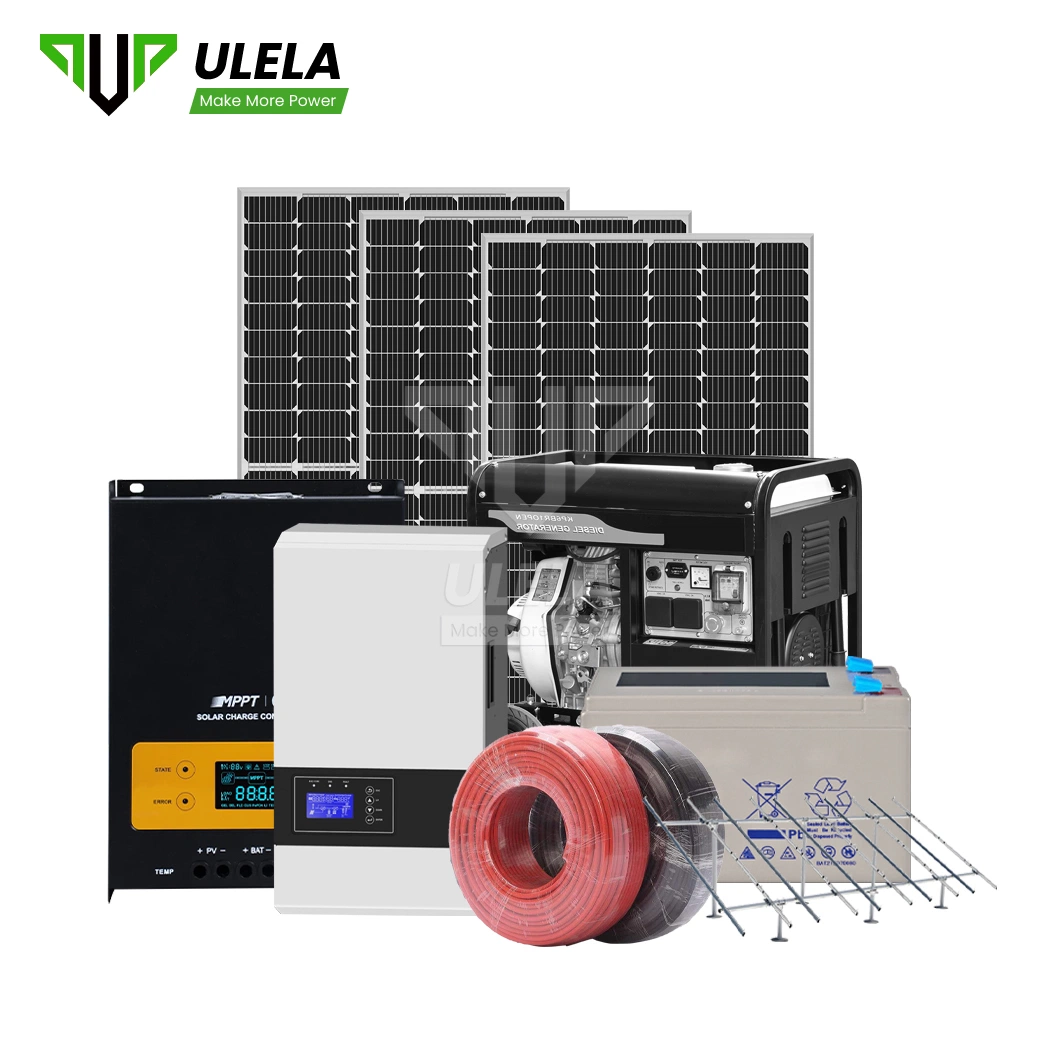 Ulela Solar pequenos fornecedores de geradores portáteis por atacado Home Solar System Sistema Diesel híbrido PV da China de dimensões reduzidas fora da grelha