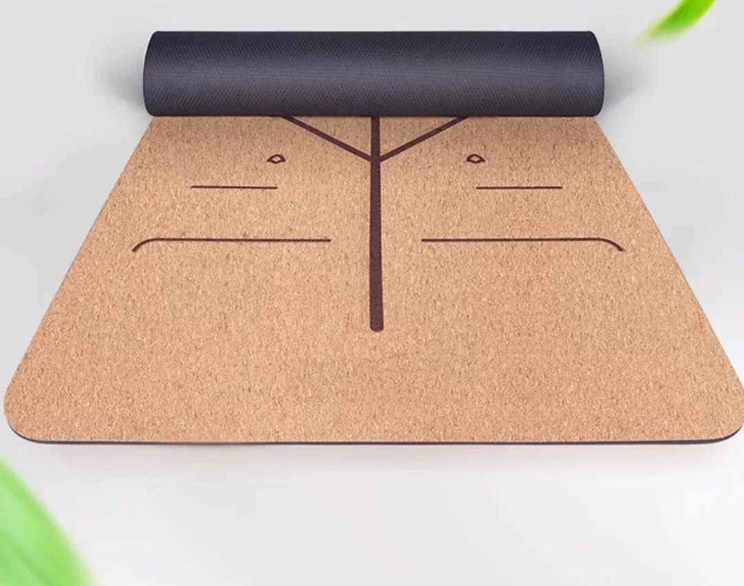 Precio de fábrica de etiqueta privada de mejor venta de Eco friendly el logotipo de impresión personalizada alfombrilla de caucho natural Cork orgánicos Premium Eco friendly Antideslizante alfombrillas de Yoga Fitness