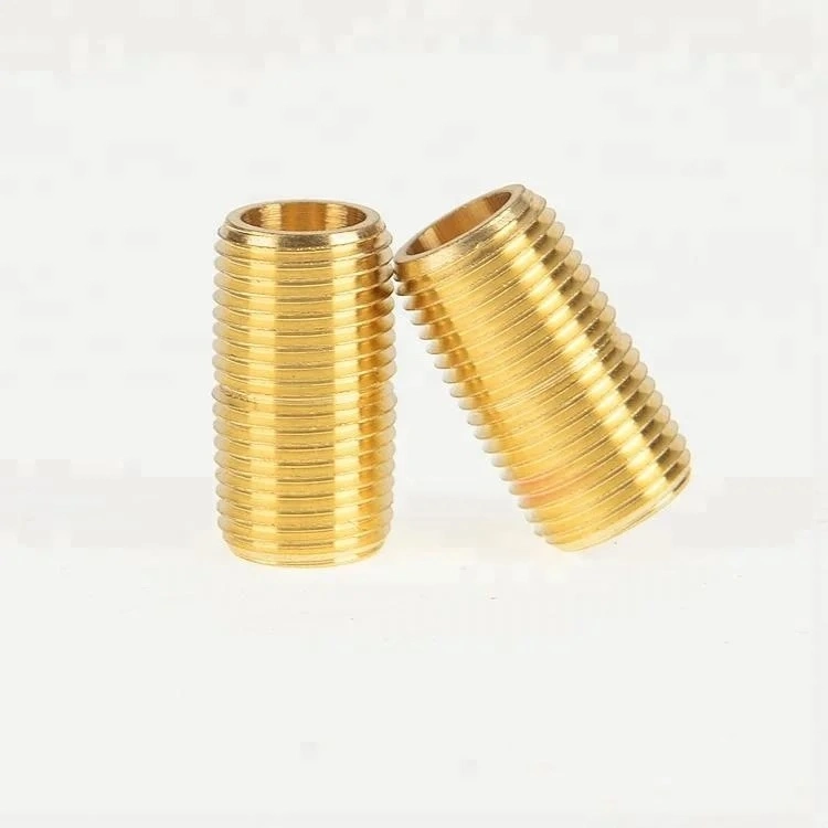 SAE NPT Standard 1/4" Male Brass Pipe Hosefitting Close Nipple CNC Machining Milling Turning Precision OEM Spare Parts Hydraulic Pump Hoses Connector Fittings