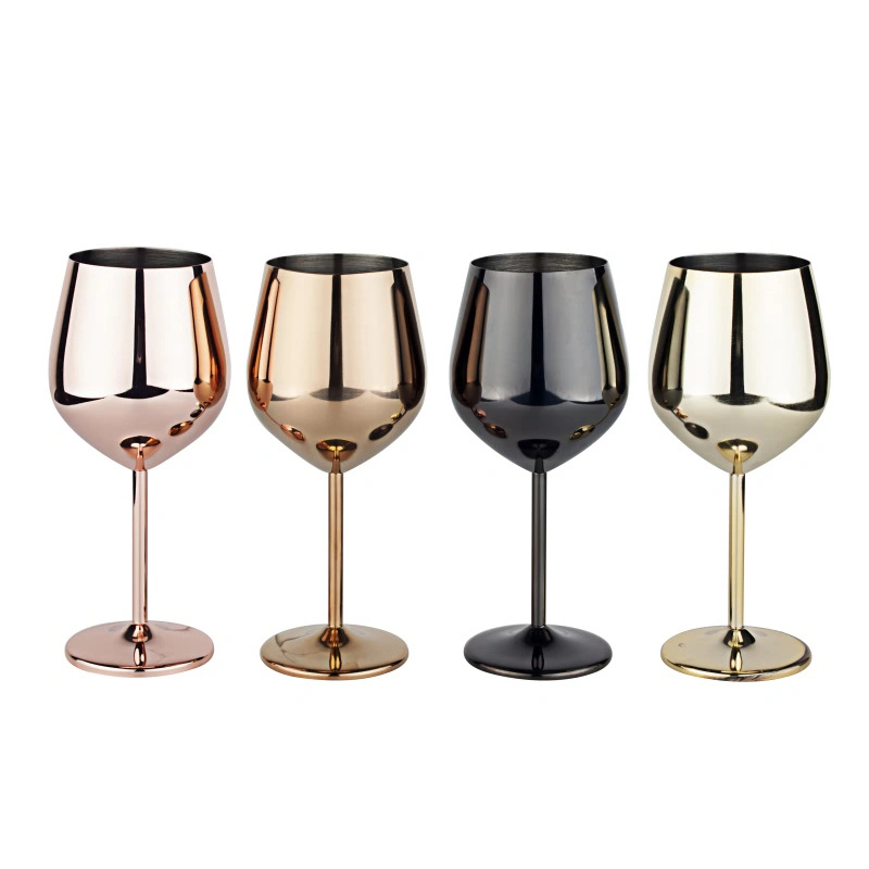 Cocktail Silver Copper Plated Custom Logo Champion Metal Stainless Steel Goblet Wine Glass