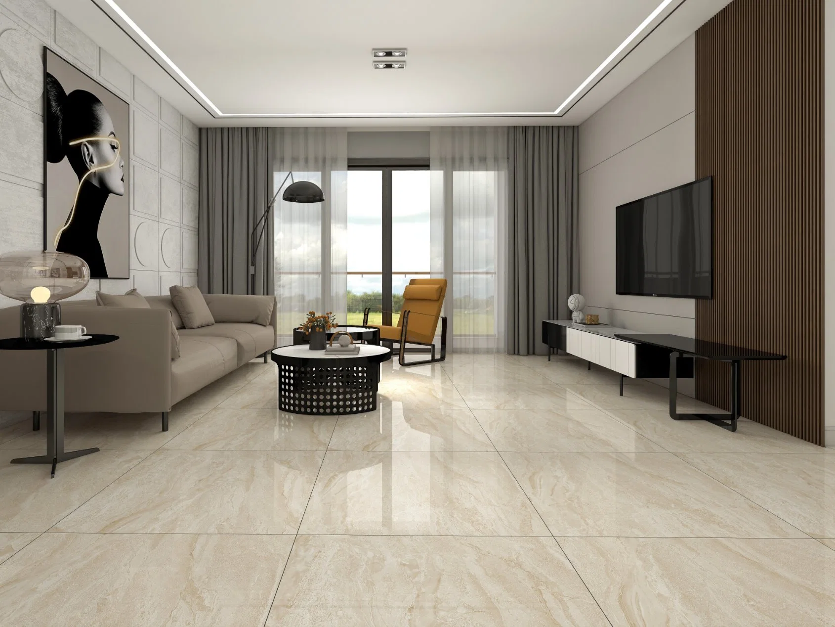 Foshan bonne qualité 800x800mm salle de bains émaillée porcelaine poli mur de plancher Mosaïque