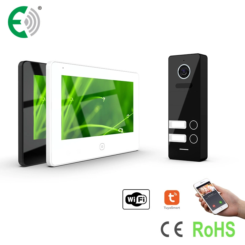 4-Wire HD WiFi Small Apartment Video Doorphone Kit with 7" Monitor for 2 Family