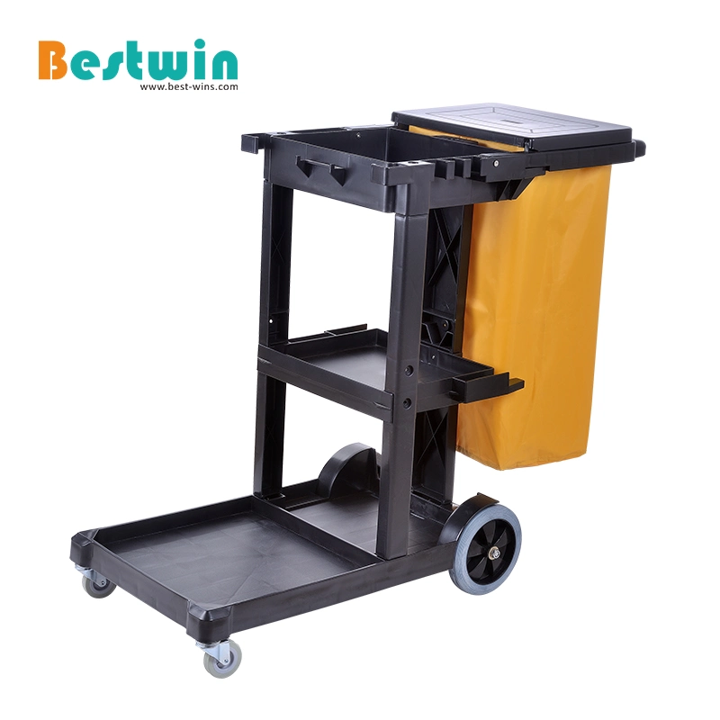 Plastic Commercial Janitorial Cart Housekeeping Cleaning Trolley