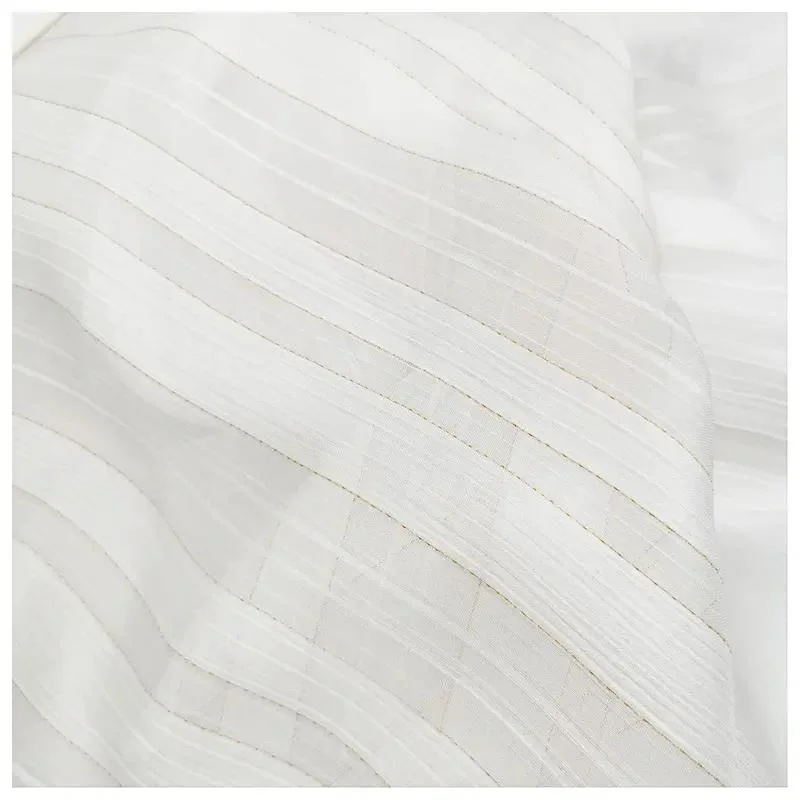 Crepe Satin Fabric 95% Polyester 5% Gold Wire Shiny Strip Sheer Satin Fabric for Women Wearg