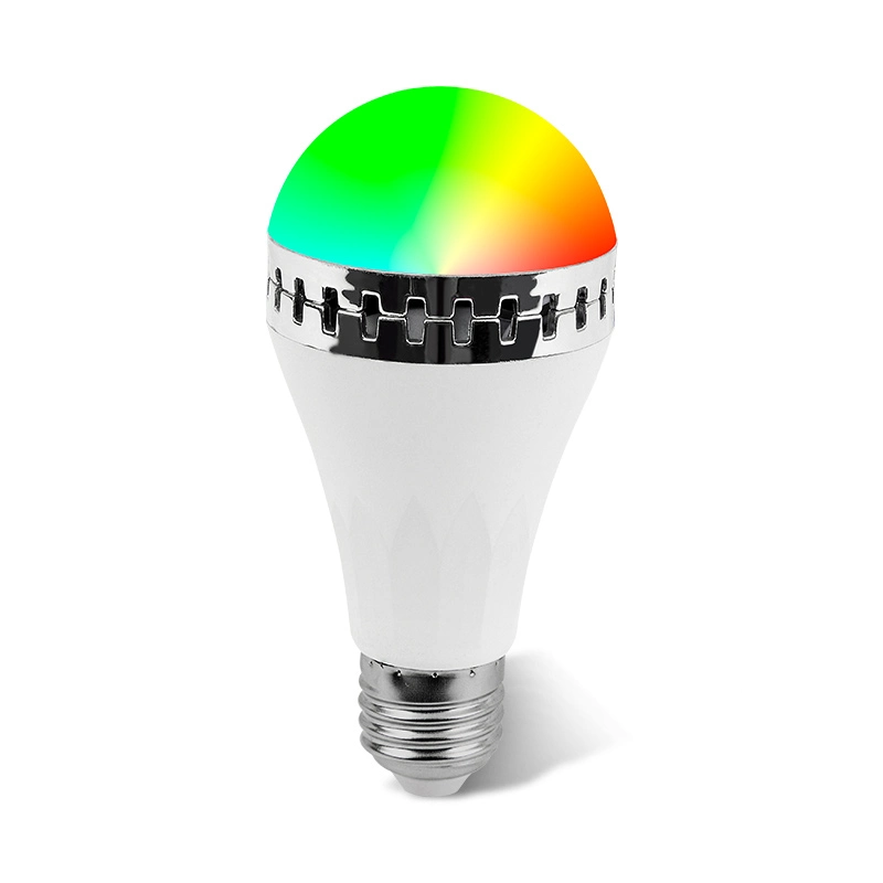 مصباح سماعة Bluetooth® اللاسلكية طراز E27 Smart RGB RGBW بقدرة 220 فولت بقدرة 12 واط مصباح LED ضوء مشغل الموسيقى جهاز التحكم عن بعد 24 مفتاحا بنظام صوتي قابل للتخفيت وحدة التحكم