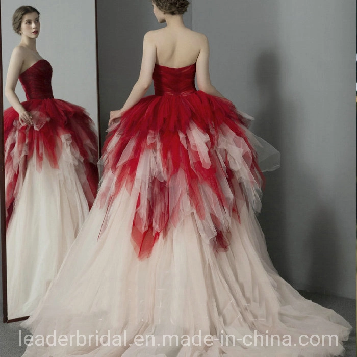 Gothic Red Blush Wedding Dress Strapless Sweetheart Bridal Ball Gown Color Accent Lb20313