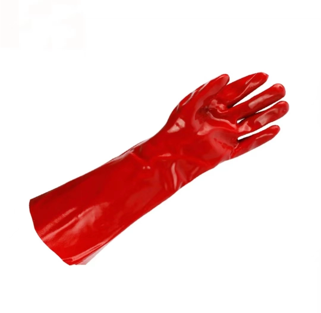 La armadura de color rojo las obras de seguridad de materiales de PVC resistente al aceite guantes resistentes a químicos Proveedor