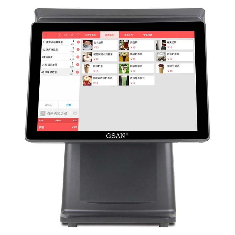 Gsan 15 Inch Dual Touch Screen Black POS Cash Register