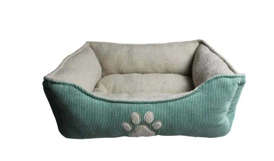 Embroidered Corduroy Pet Dog Bed Warming Dog House