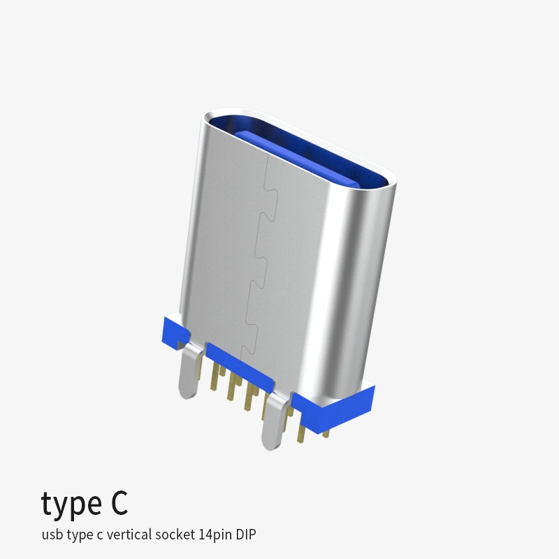 Conector hembra vertical USB tipo C 14pin conexiones a prueba de agua DIP