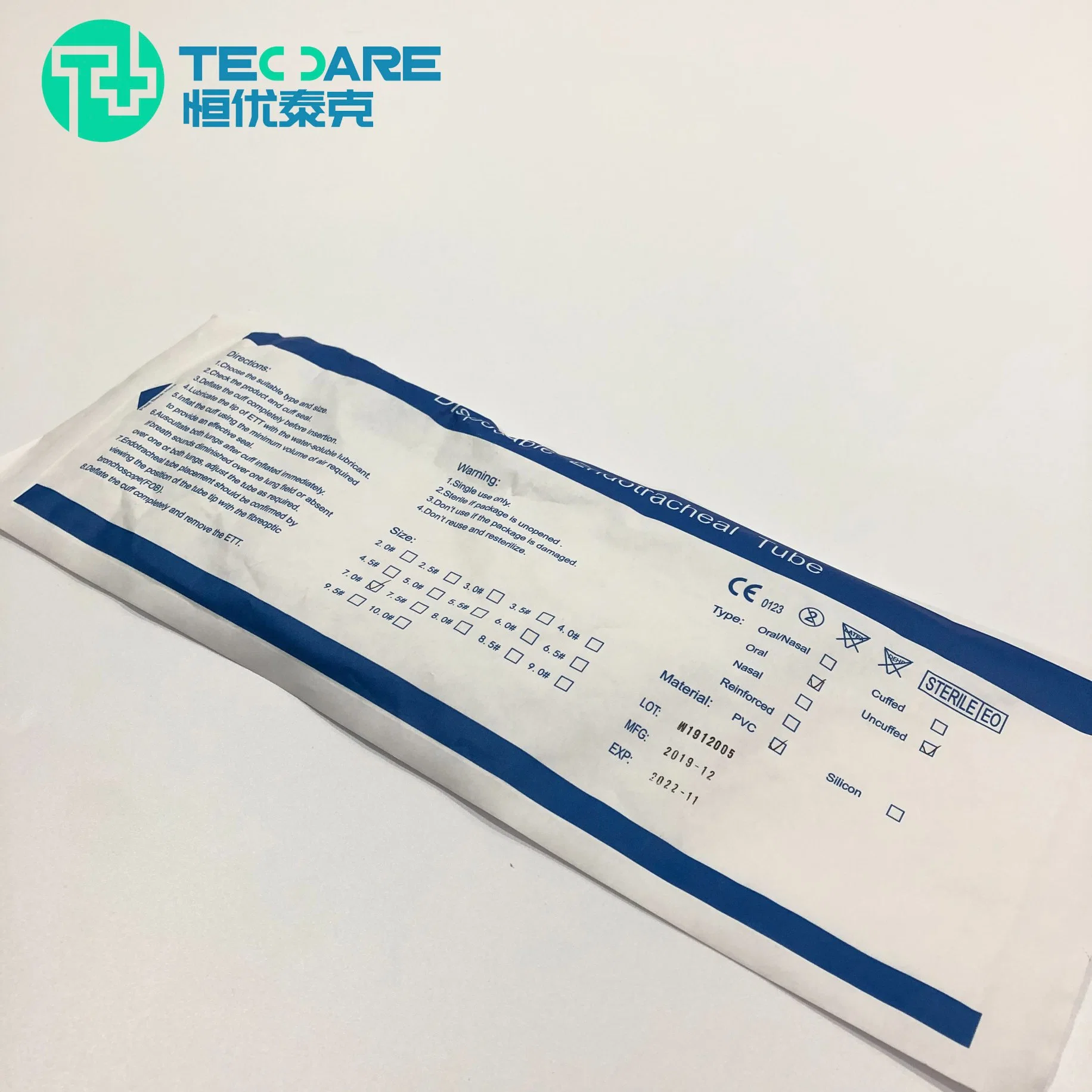 Disposable PVC Endotracheal Tube with High Volume Low Pressure Cuff