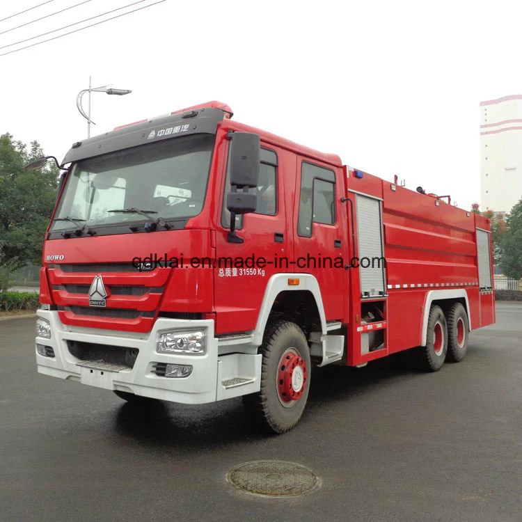 HOWO 6x4 cabina doble 10000L de agua y espuma de camiones de bomberos de emergencia de tipo de carretilla