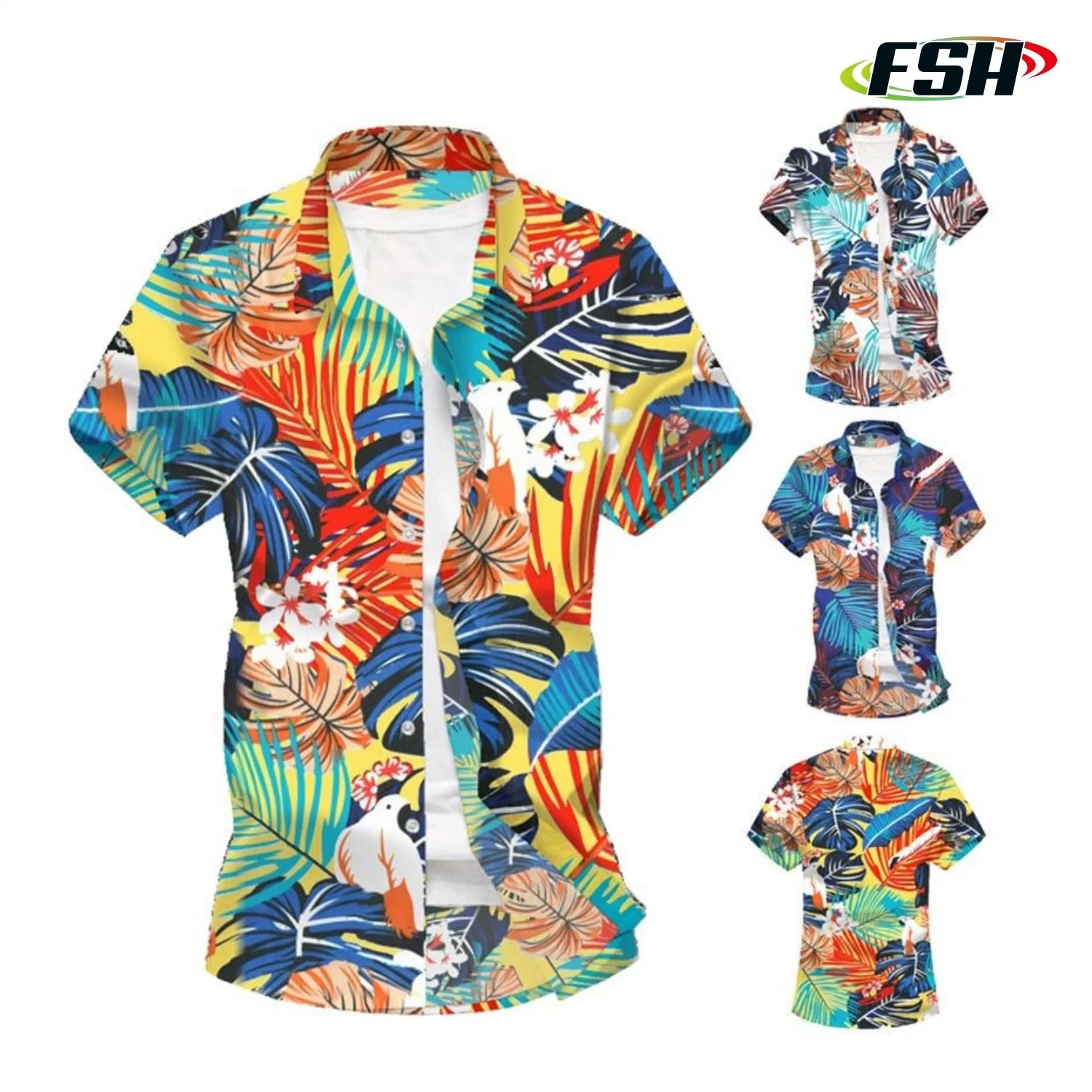 Urlaub Hawaiian Shirt Set Allover Logo Kurzarm Camp Custom Gedruckt Hawaiian