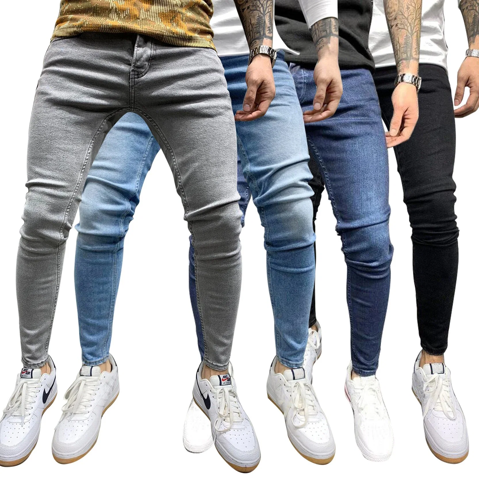 Venta caliente hombres Stonewashed jeans de mezclilla pantalones de lápiz