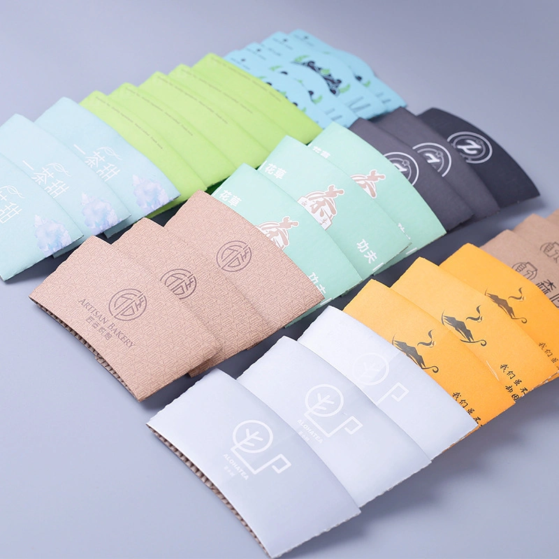 Biodegradable Disposable Corrugated Paper Coffee Cup Cover Cardboard Paper Card Cover for Juice