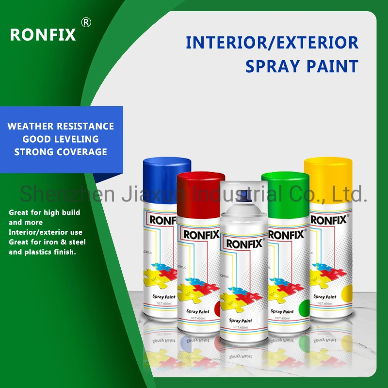 Ronfix intérieurs et extérieurs de peinture en aérosol, aérosol acrylique Peinture en aérosol de couleur pour le bois, verre, mur de voiture en métal, toutes les fins de peinture en aérosol de 400ml