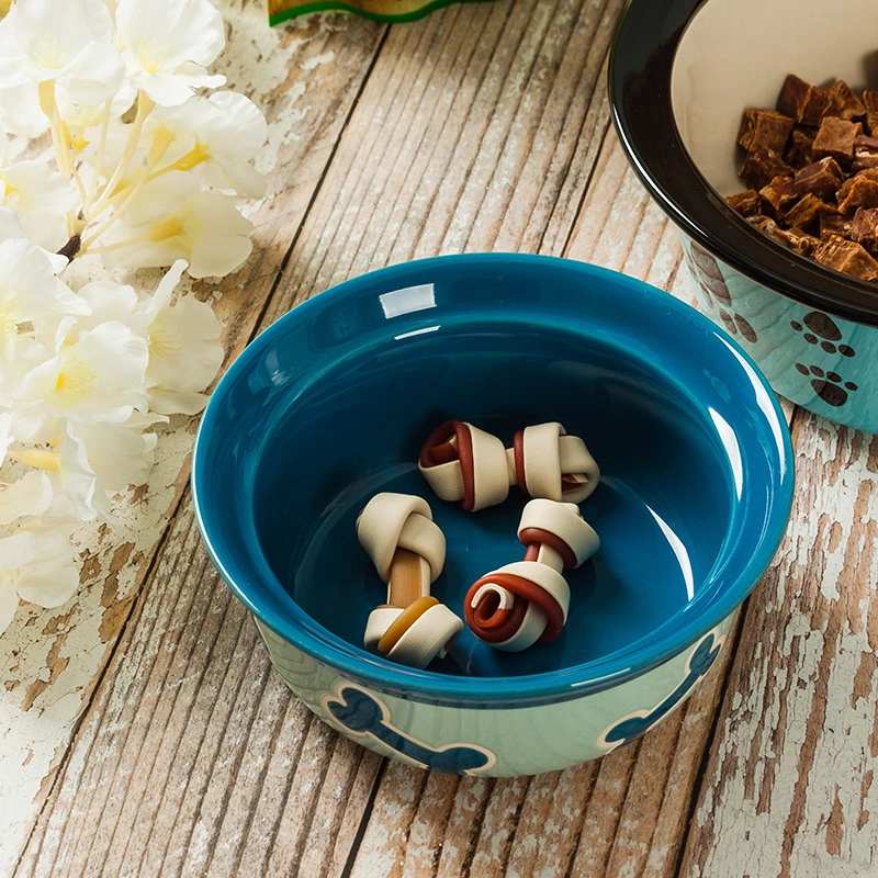 Luxury Pet Feeder Royal Printing Bones Quality Ceramic Dog Bowls