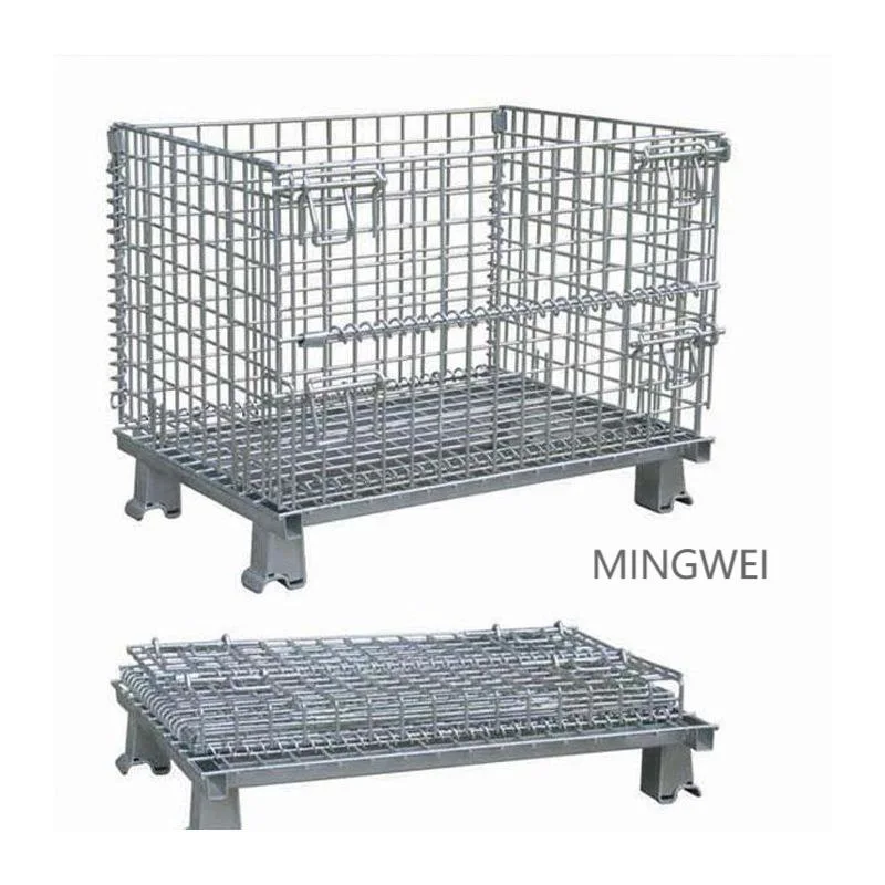 Mingwei Powder Coated Cage Metal Box Wire Mesh Steel Pallet Box