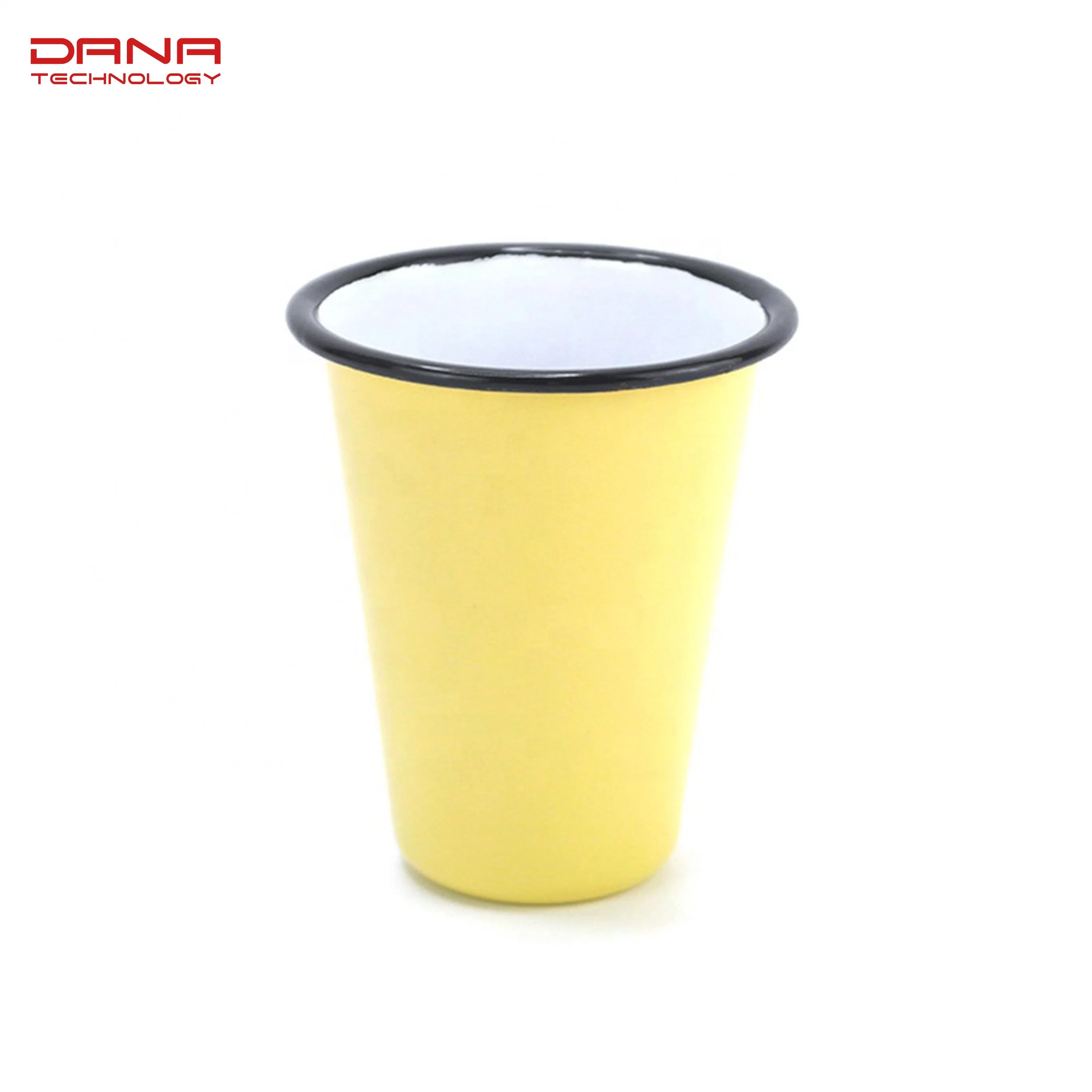 Copo de esmalte branco personalizado 12 Oz para café Com rebordo colorido para criança