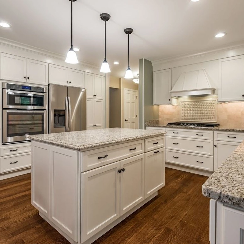 Modern White Shaker Door Style Kitchen Cabinets with Island