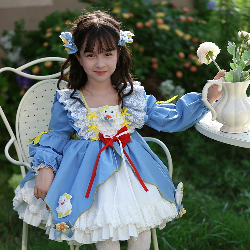 Autumn Cartoon Girl's Cute Lolita Skirt Baby Wear Sweet Long Sleeve Kids Princess Dress