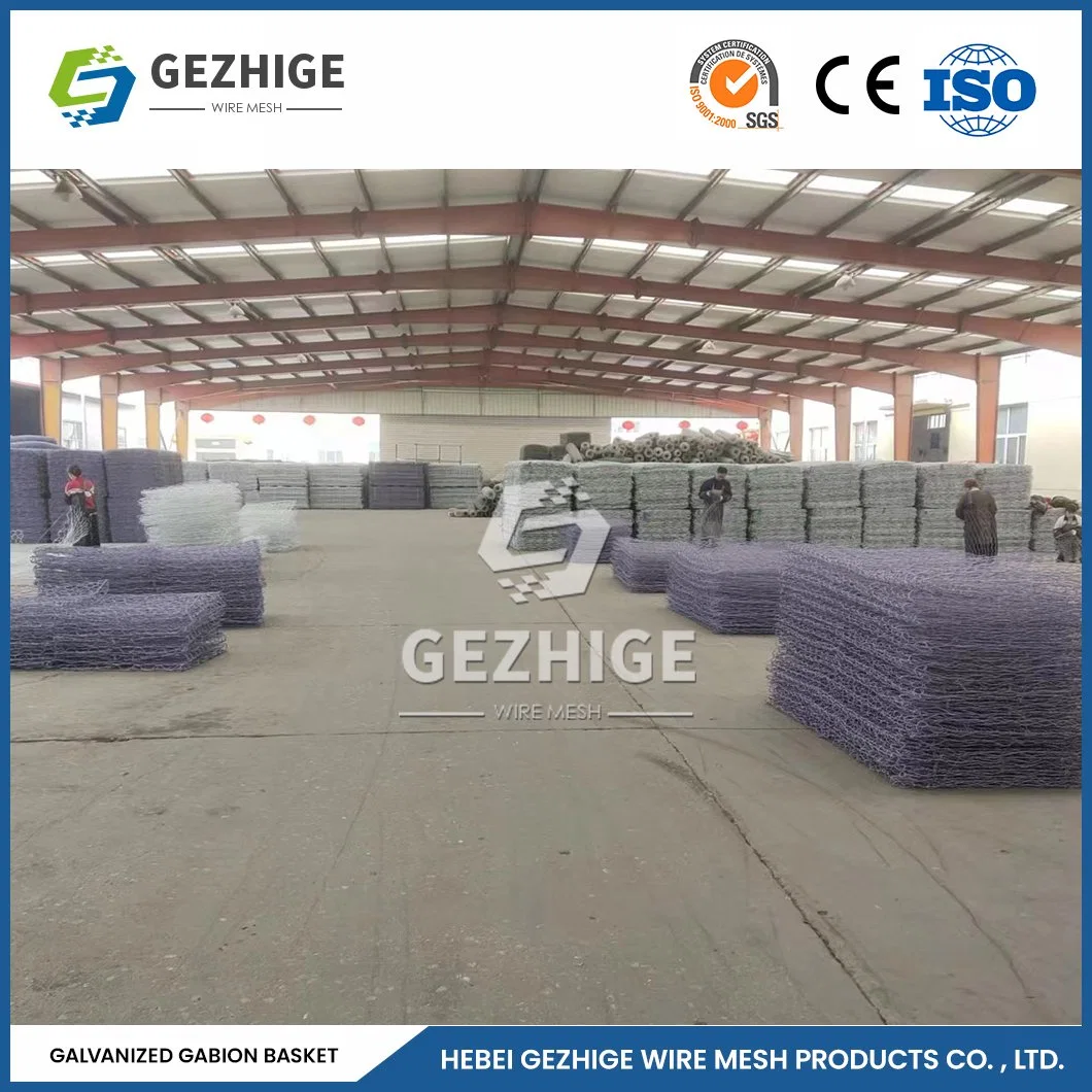 Gezhige 80X100 mm Galvanized Steel Gabion Cage Manufacturers 3.0-4.0mm Selvedge Wire Thickness PVC Coated Steel Mesh Gabion China 2.0*1.0*1.0 M Galvanized Mesh