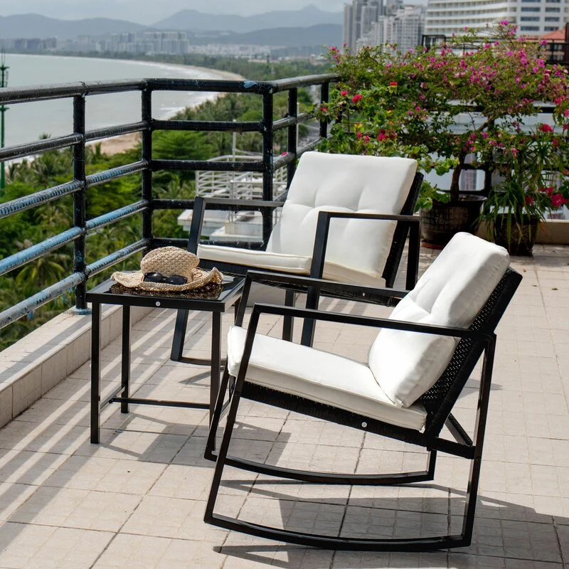 Brilliance Modern Balcony Patio Furniture Outdoor Rocking Chair Set