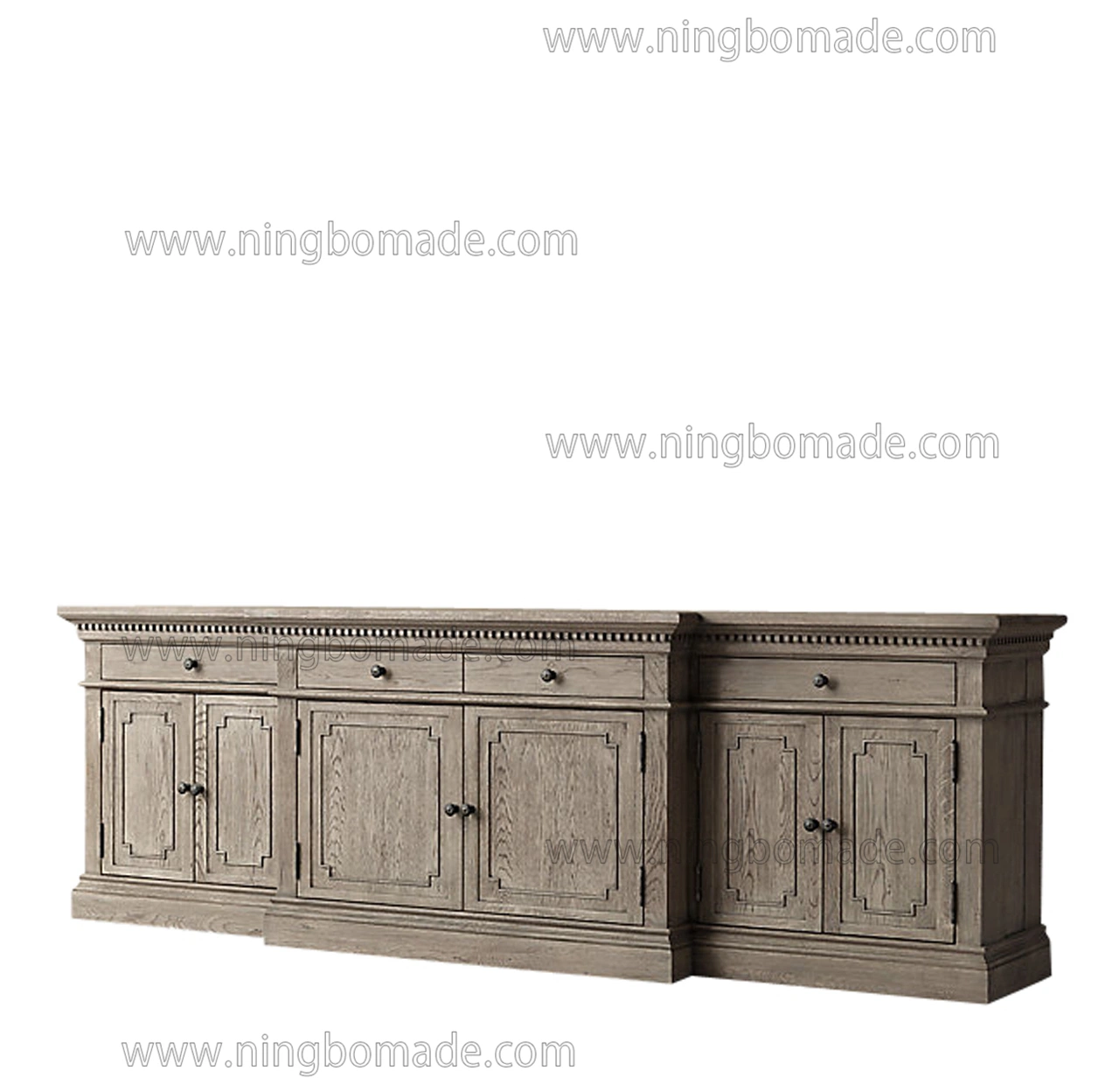 Antqiue Grey Oak 4 Drawers 6 Doors TV Stand