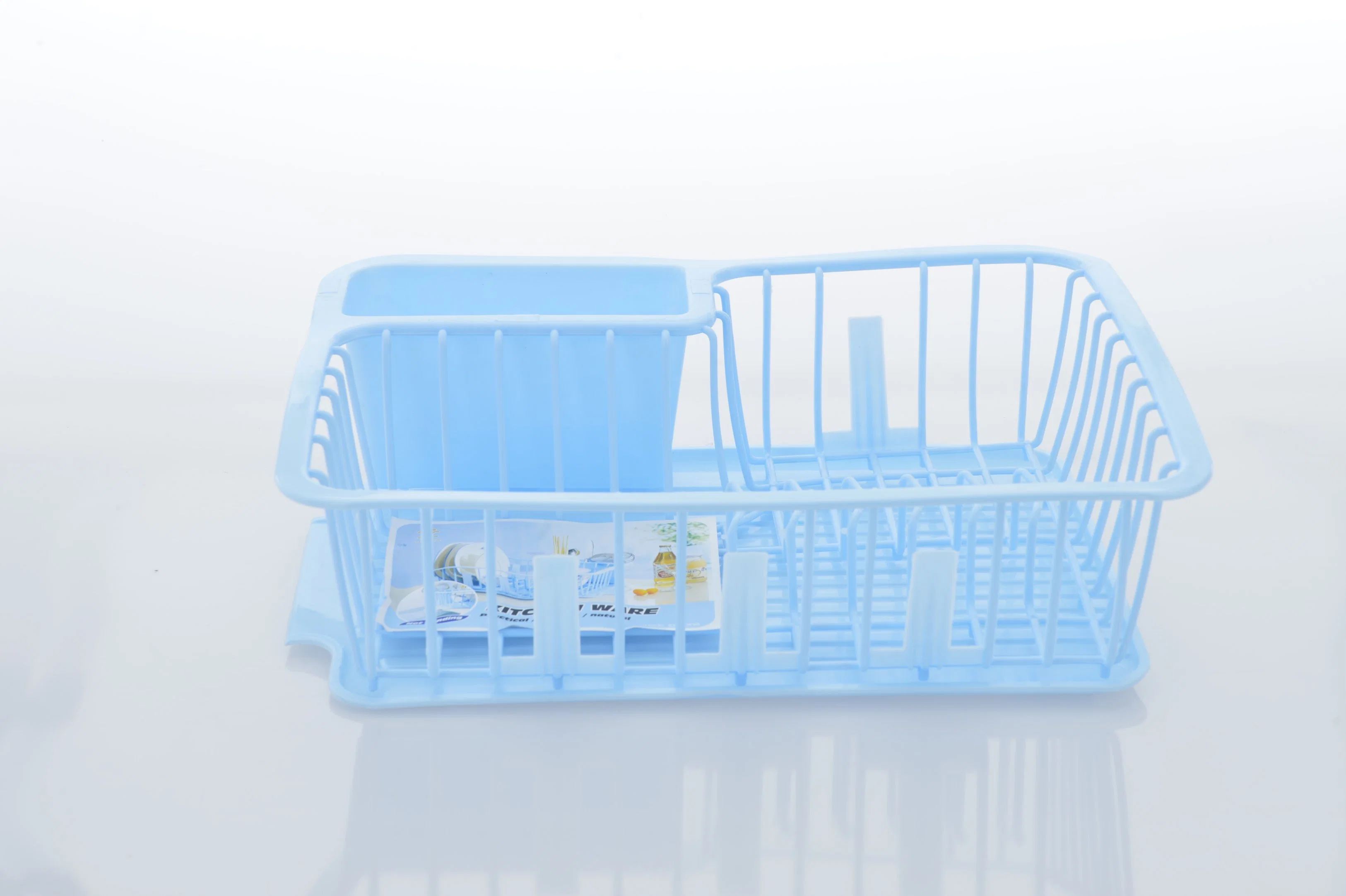Kitchen Plastic Dish Sotrage Rack Basket Organizer Storage Plate Dish Rack with Drain Board and Utensil Cup