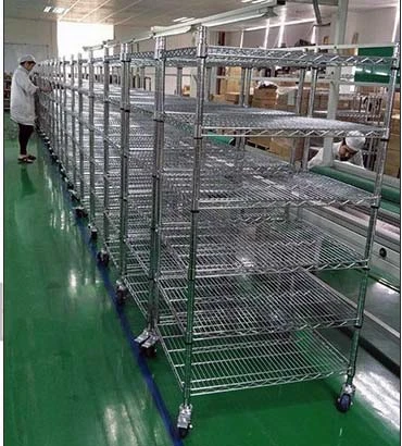 Stainless Colour Wire Shelving with 6 Wire Mesh Shelves