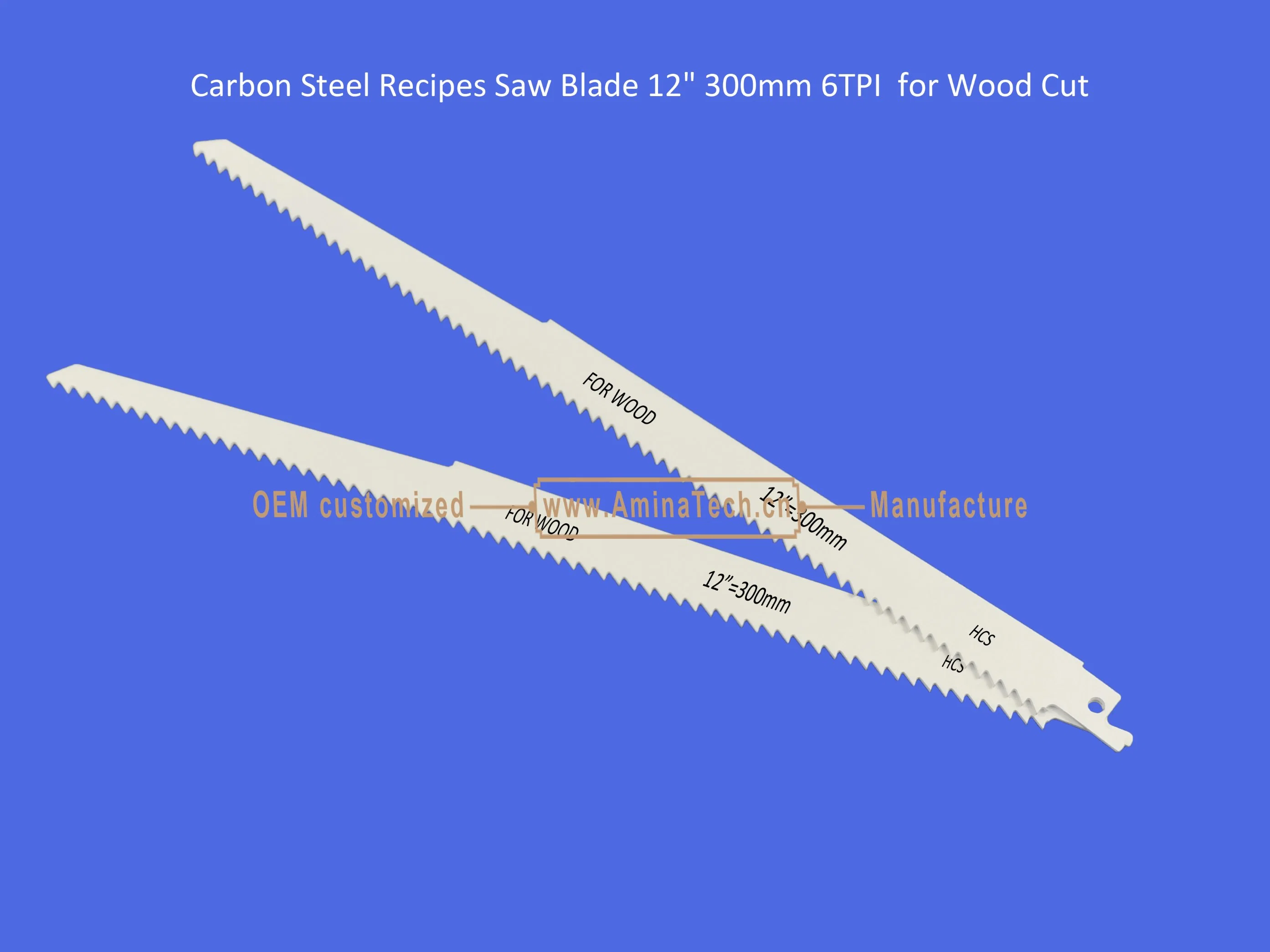 Carbon Steel Rezepte Sägeblatt 12" 300mm 6TPI für Holz Schneiden, Reciprocating, Säbelsäge, Elektrowerkzeuge