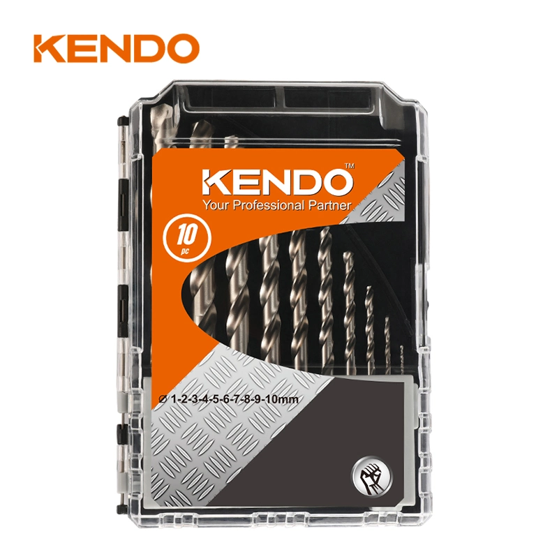 Le kendo entièrement la masse 10PC Jeu de forets hélicoïdaux HSS, en vous aidant de stockage pratique facile d'effectuer pour le travail