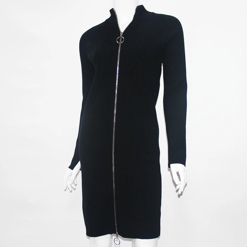 Ladies Sport Style Zipper Long Slim Fit Knitting Dress