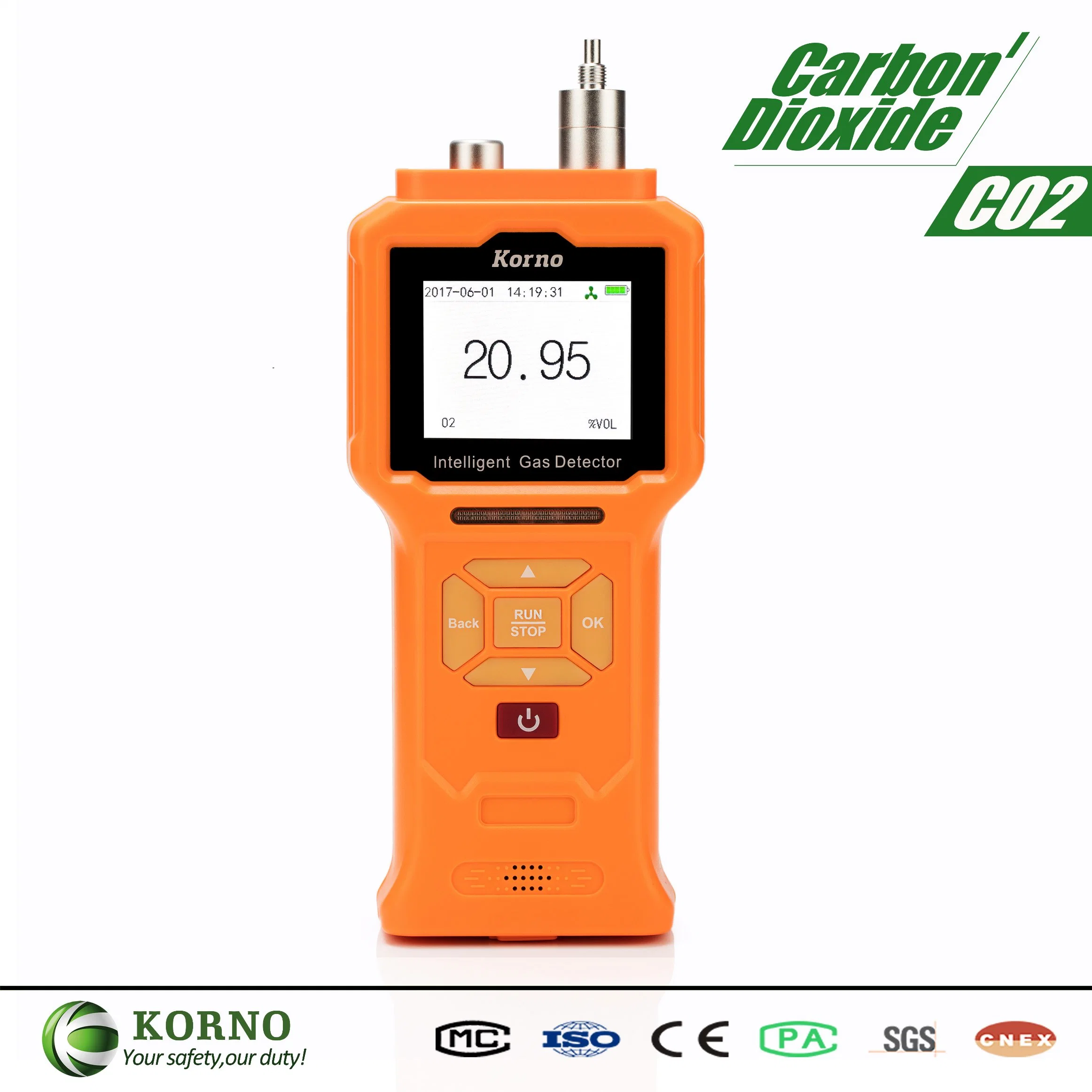 Detector de gás de dióxido de carbono portátil industrial IP66 Detector/Monitor/Analisador de gás