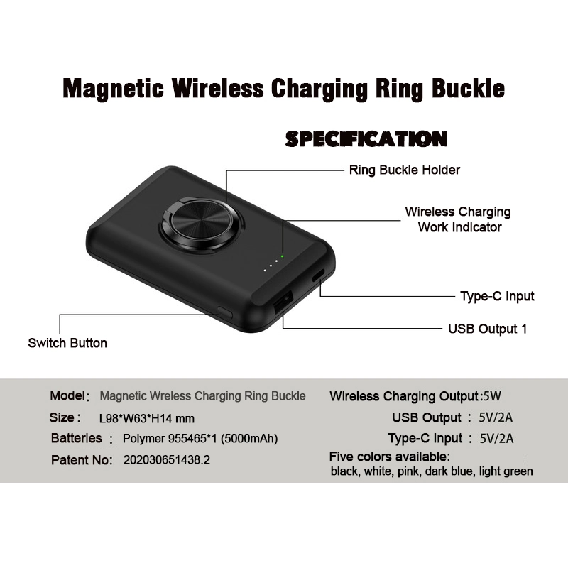 Magnetic Suction Wireless Charging Mobile Power Bank 5000mAh Full Capacity Manufacturer Charger