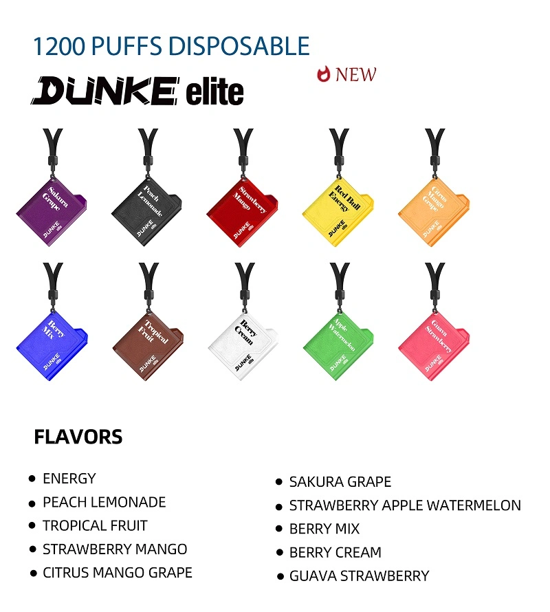 China Brand Dunker Mini Flat Vape Box 600 1200 Puff Bar Rechargeable E Cigar with Exquisite Package Outside and Braces Oil Vaporizor