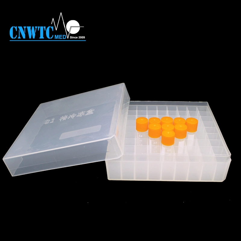 Laboratory Dispsoables Plastic Cryovial Tube Box 81-Well Freezing Tube Box