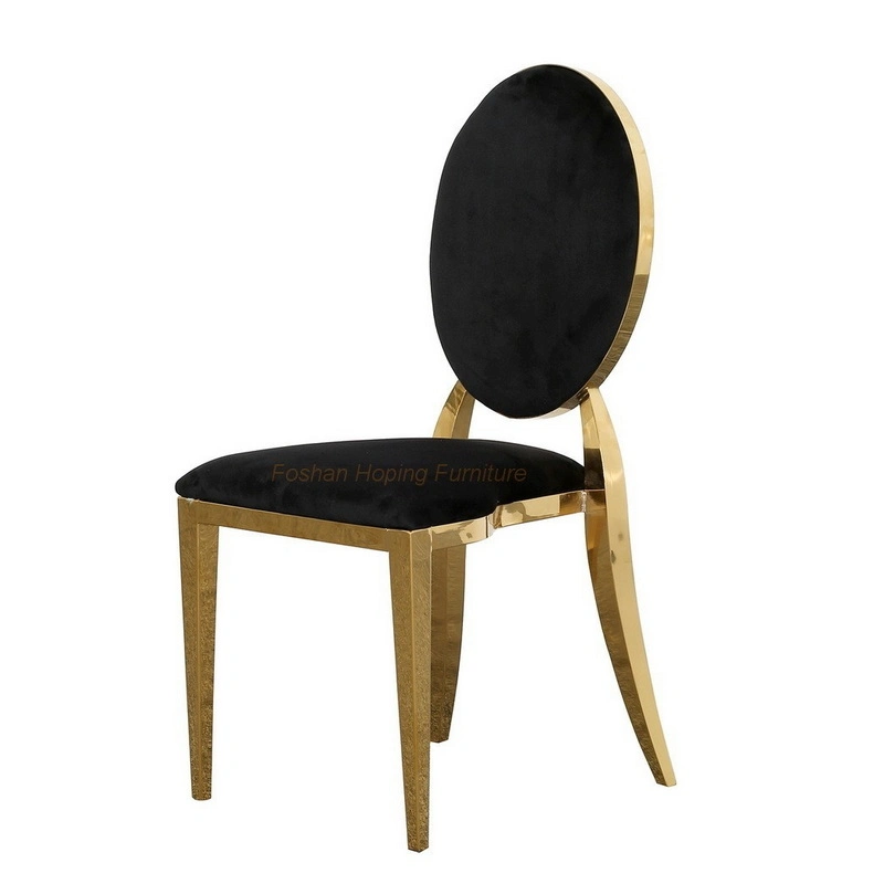 Modern Blue Velvet Wedding Chair Dining Banquet Chair Louis Chair with Gold Stainless Steel Frame