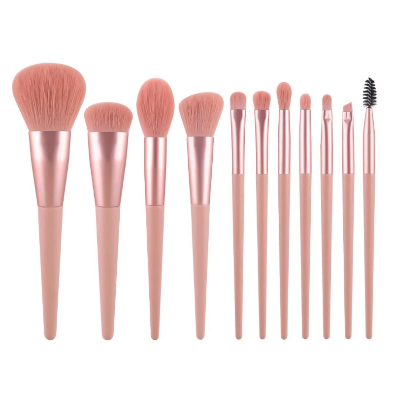 11 PCS Pink Make up Brush Professional Cosmetic Brush Set for Cream Foundation Powder