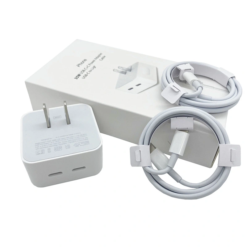Factory Wholesale 35W Dual USB-C Power Adapter Fast Charging Type C Wall Adapter Charger Cargador Set for Phone Ipple