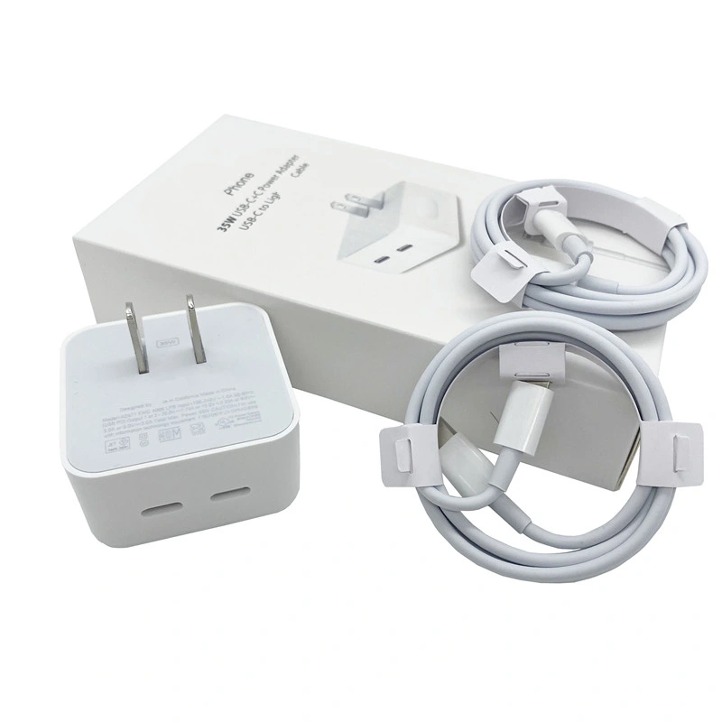 Venda por grosso de fábrica 35W dual-C Adaptador USB para carregamento rápido da parede do tipo C carregador adaptador Cargador definido para Telefone Apple