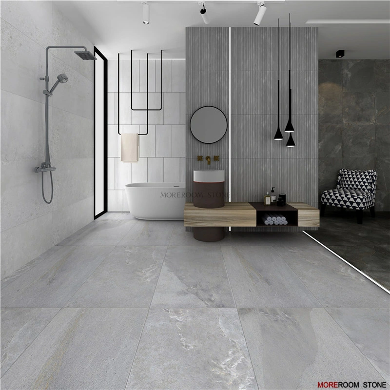 Rustic Large Format Dark Grey Porcelain Tiles for Floor