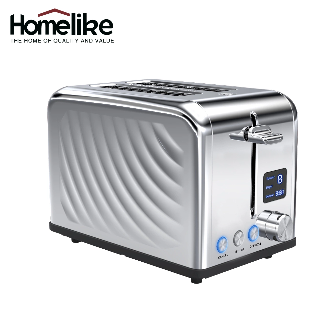 Kitchen Appliances Toaster Bread LED Display 2-Slice Stainless Steel Toaster