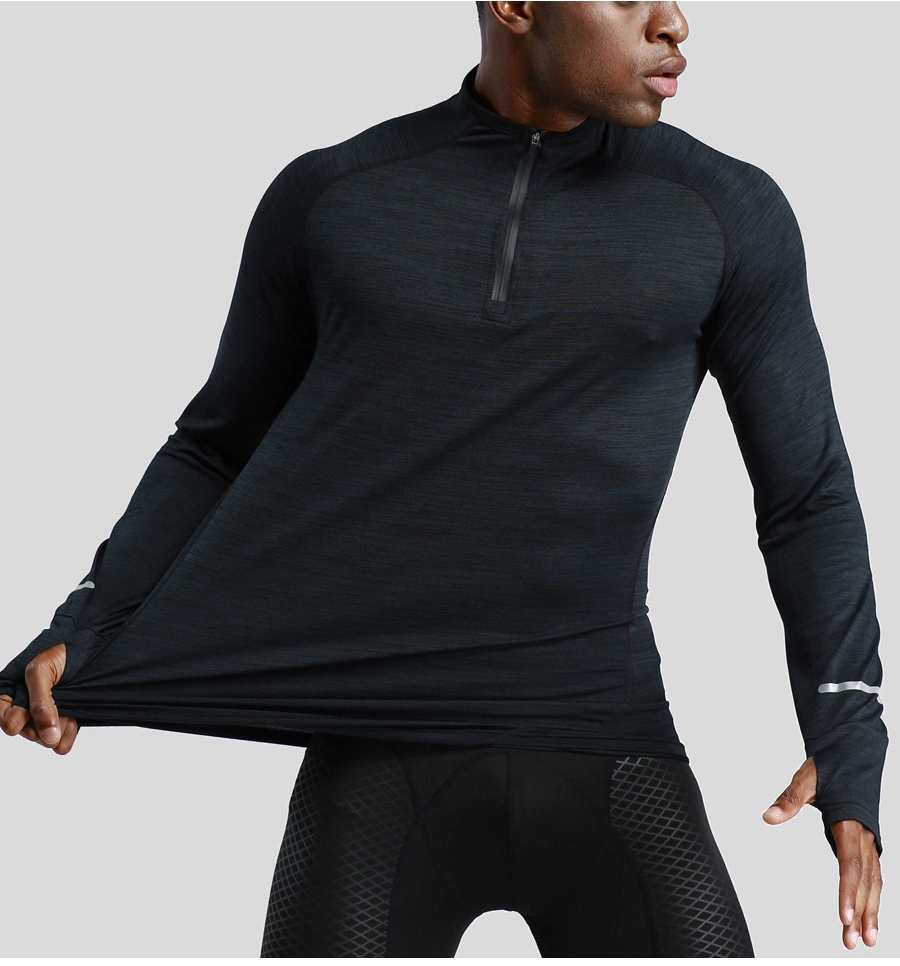 Custom Fashion Hooded Compression Sportswear Active Wear Gym Shirt for Men with Stretchable Breathable Nylon/Spandex Fabric