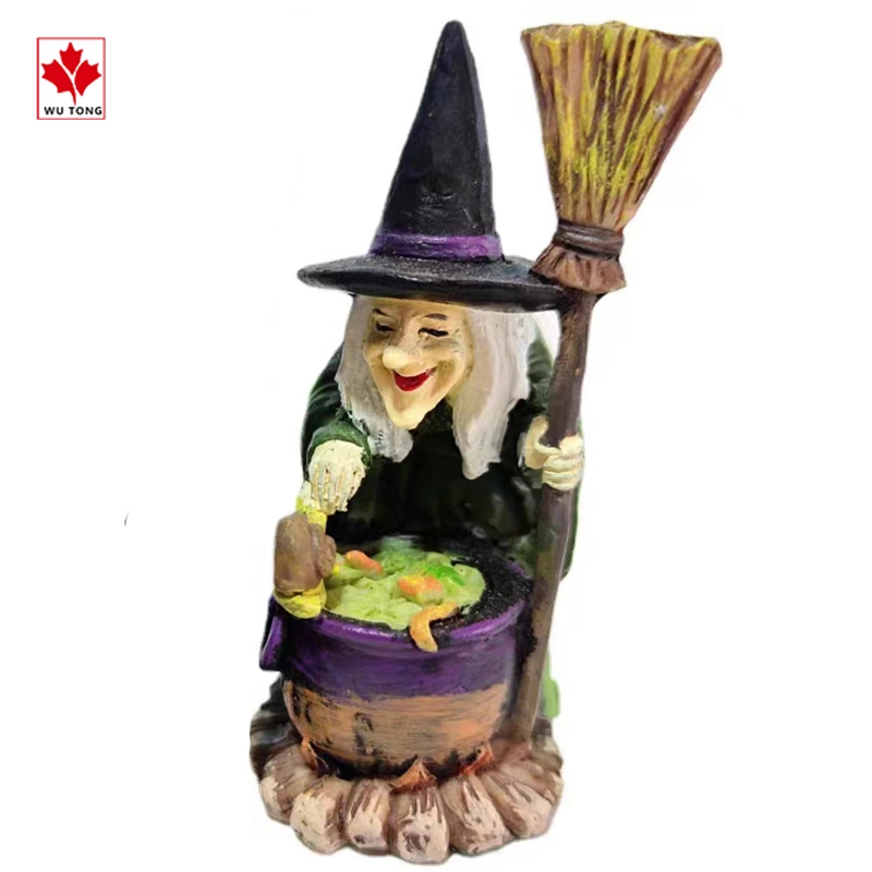 Hotsale Polyresin Crafts Halloween Witch Cooking