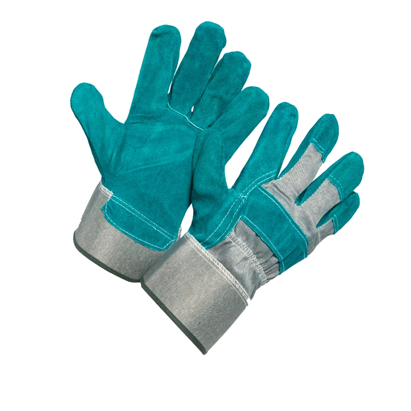 2019 Double Palm Blue Cow Split Leather Safety Work Gloves