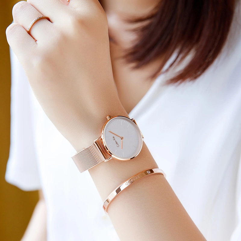 Fashion Ladies Gift Clock Milanese Ultra Thin Minimalist Women Watch with Bracelet