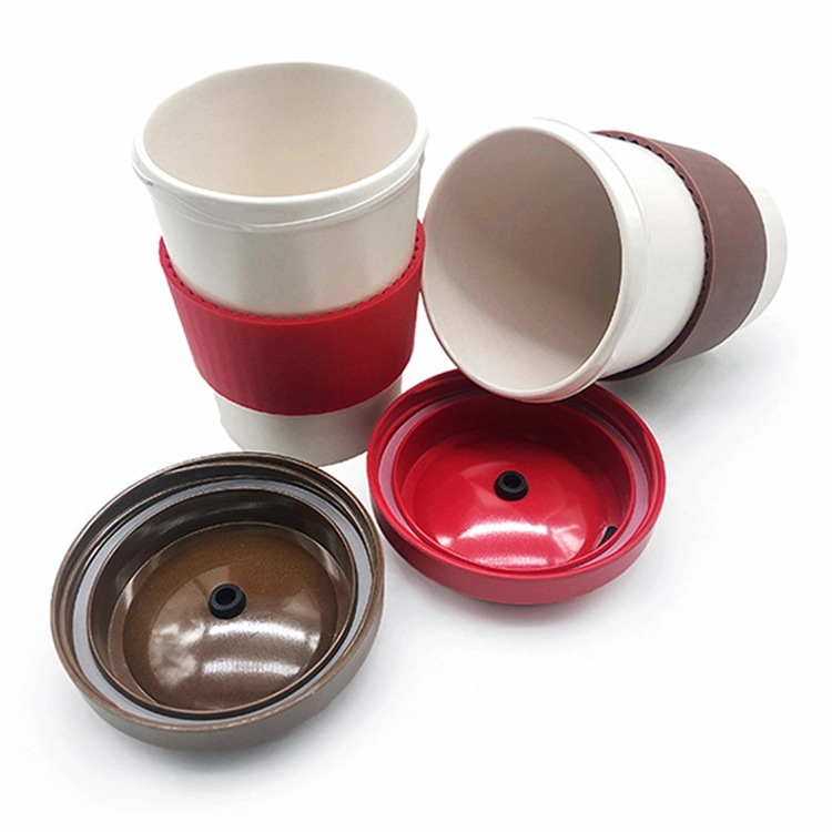 Reusable Biodegradable Custom Printed Biodegradable Coffee Cups Eco-Frindly Mugs with Silicone Sleeve and Cover