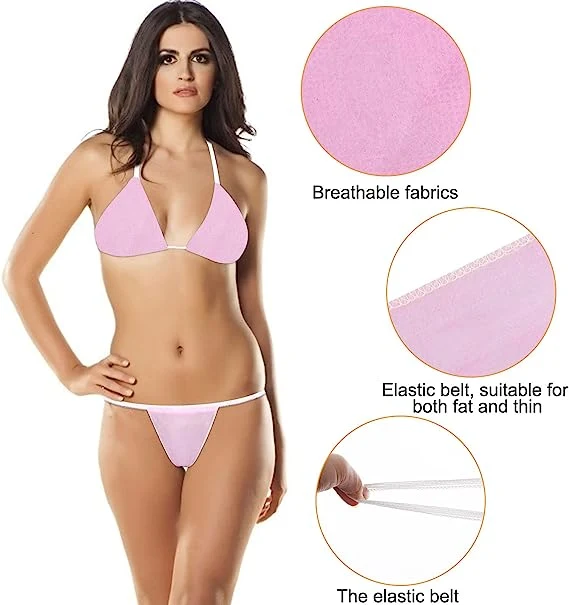 Women Disposable Underwear Set, Disposable Bras and Thong Panties for SPA, Disposable Strapless Underwear Spray