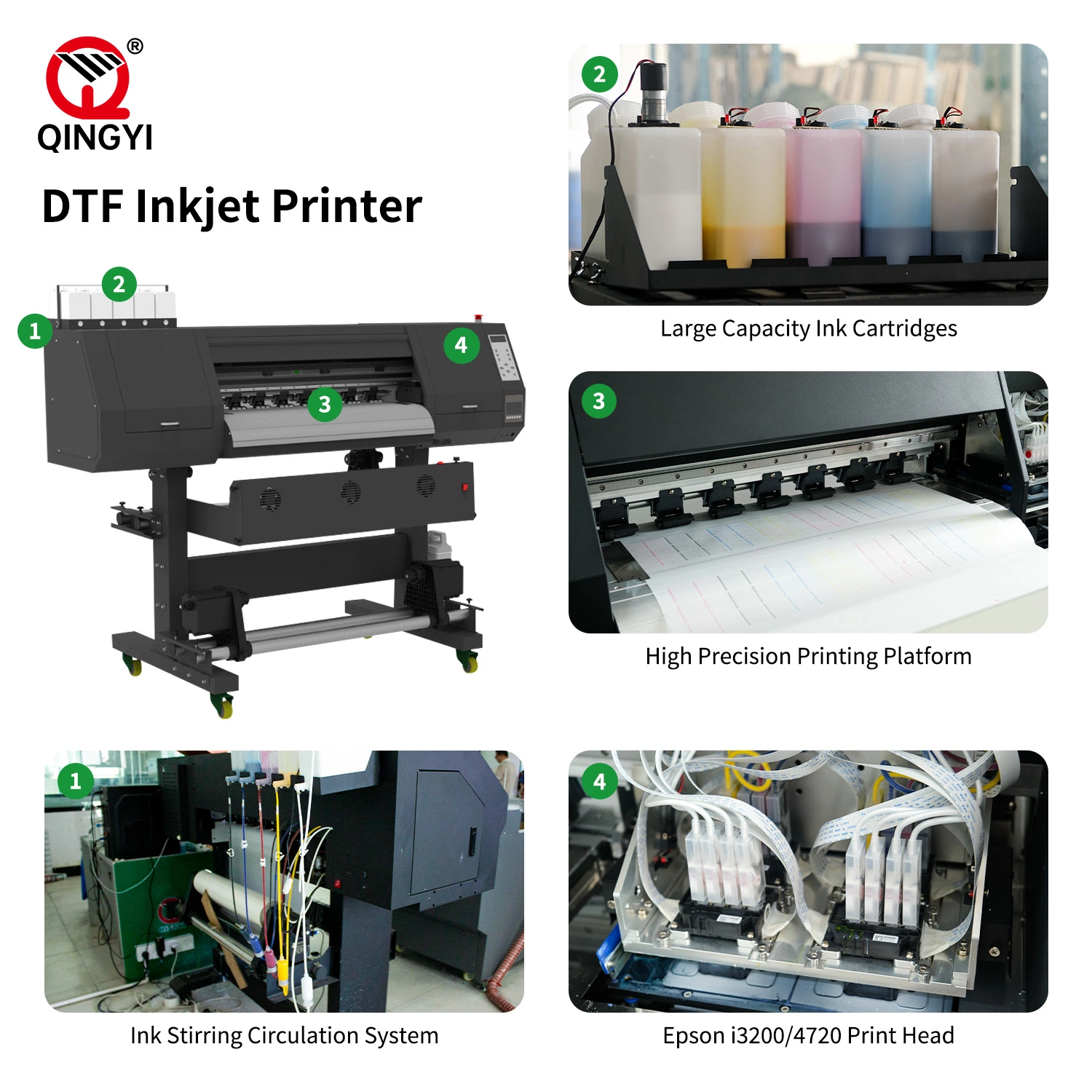 Impressora DTF de largura de cabeça de impressão de 60 cm com bocal Epson I3200 com grande Capacidade de tinta